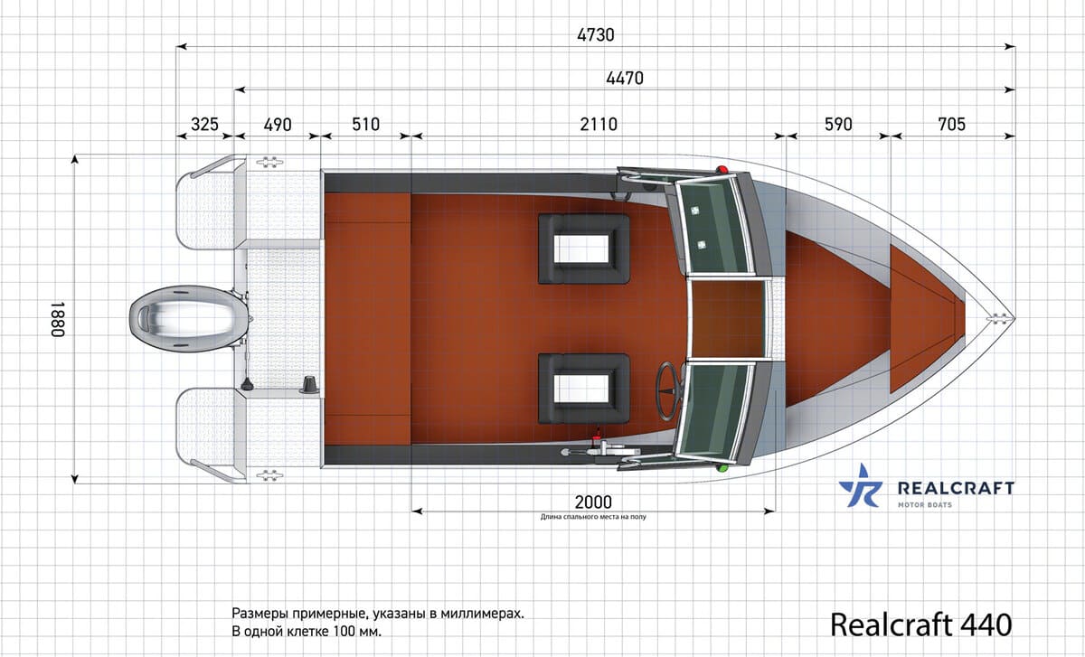 Чертеж Realcraft 440 - вид сверху (2)
