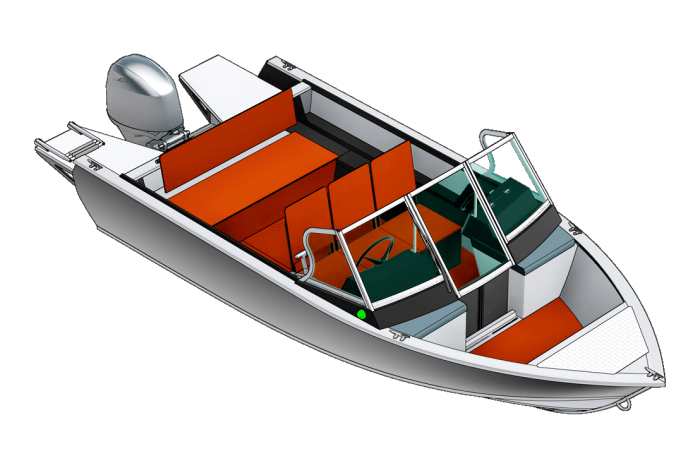 Схема лодки REALCRAFT 470 - стандартный носовой кокпит (BowRider-BR)