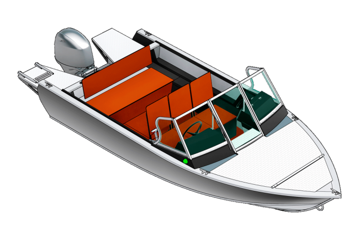 Схема лодки REALCRAFT 470 - с носовой палубой-крышкой (BowDeck/Bowdeck Transformer)