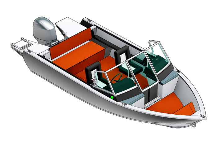 Схема лодки REALCRAFT 470 - увеличенный носовой кокпит (BowRider LargeBow-BR LB)