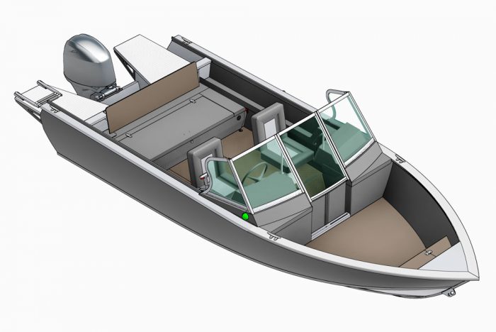 Схема лодки REALCRAFT 500 С открытым носовым кокпитом и поворотными сиденьями на стойках в основном кокпите