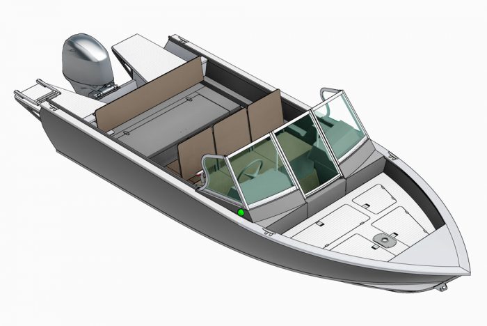 Схема лодки REALCRAFT 500 С носовым Fish-подиумом в носу и сиденьями на рундуках для организации спального места на уровне сидений