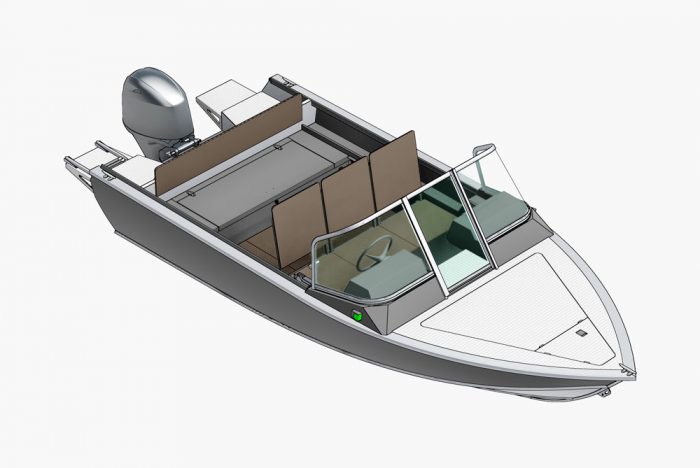 Схема лодки Салют 585 HT вид спереди